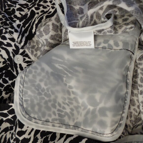 Covington Black & White Animal Print Button Up 2 Pocket Linen Blend Jacket Sz L - Picture 7 of 9
